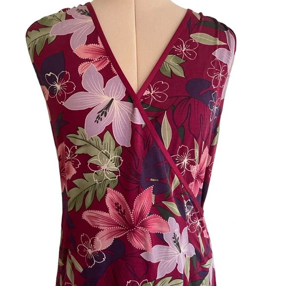 LAST CALL Tommy Bahama Silk Dress Size Large Maxi Length Flowers Tropical - Picture 4 of 11